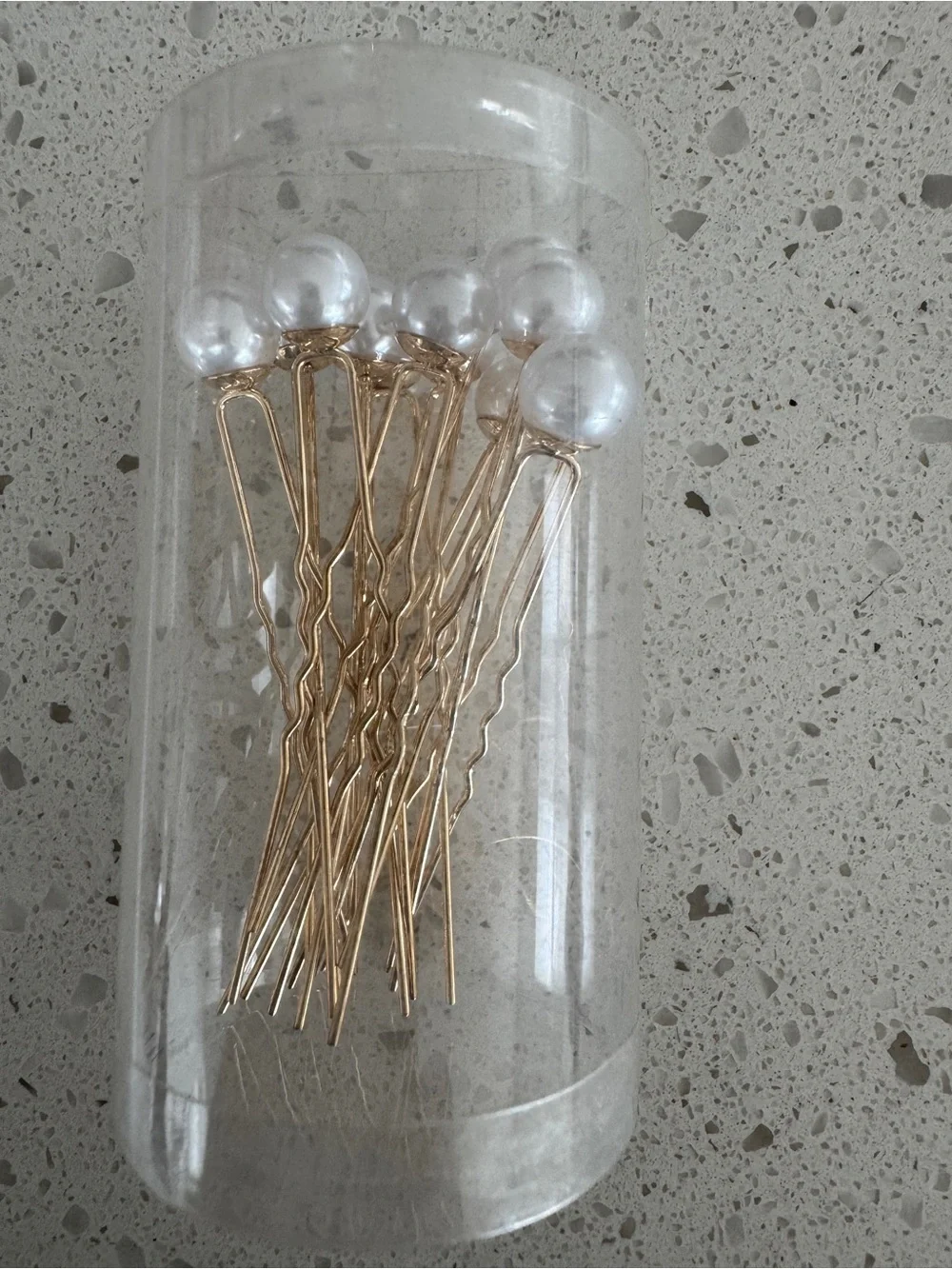 Faux Pearl Top Gold-Tone Hair Pins - Set of 12 - New